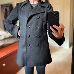 J Crew Classic Black Wool Peacoat